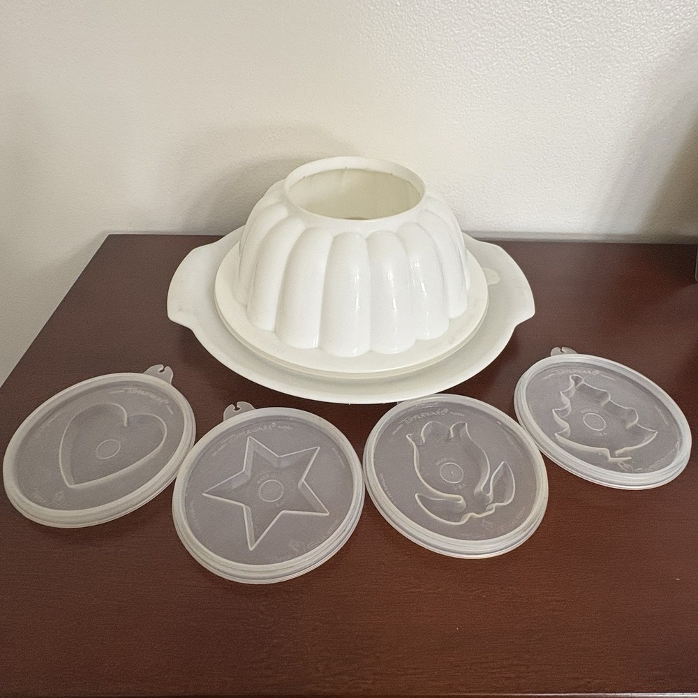 Tupperware Jell N Serve Mold Set Bowl Lid Serving Platter Inserts Vintage Set